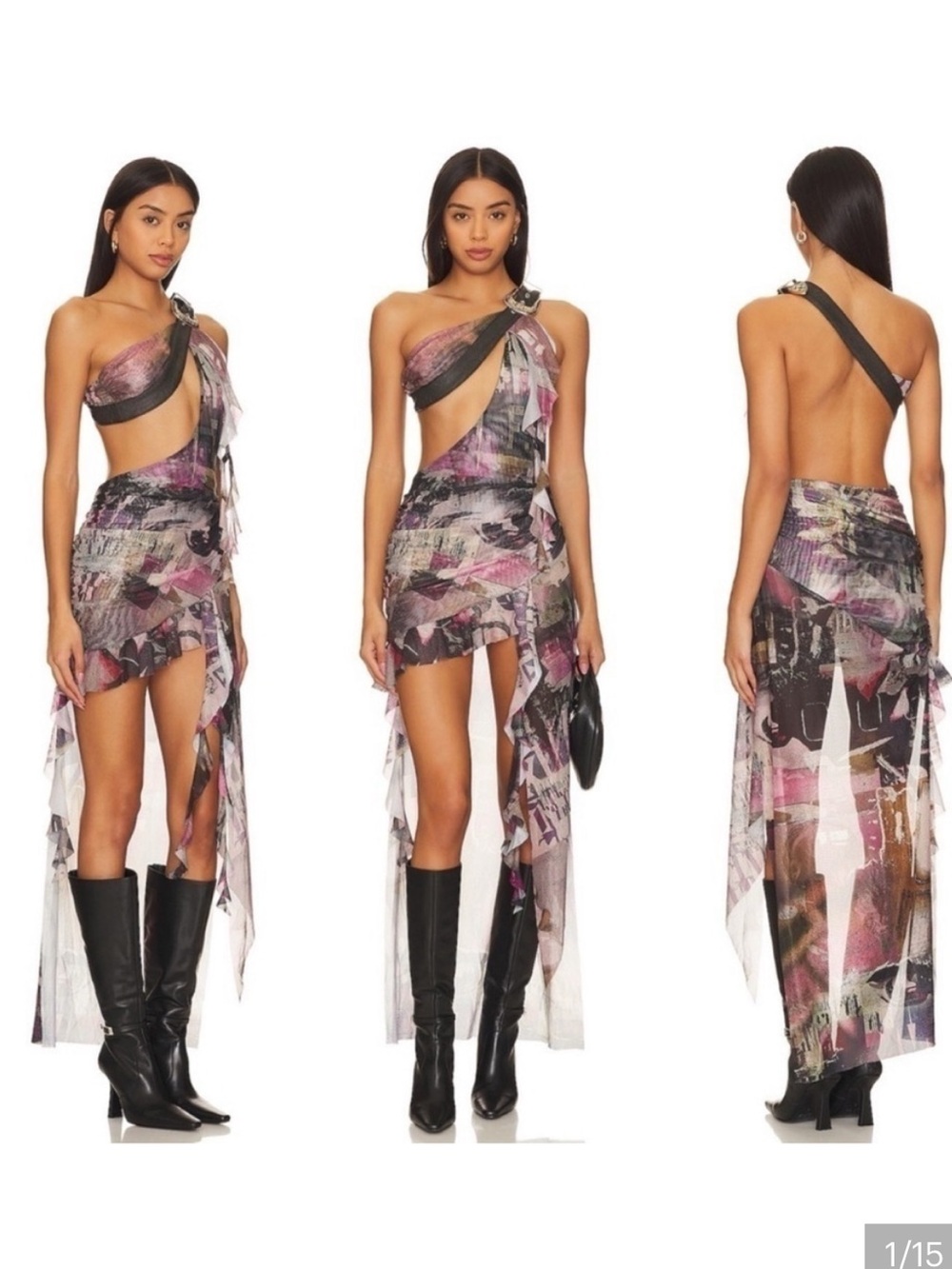 Jaded London asymmetrical maxi dress with western belt